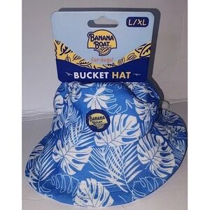 Banana Boat Bucket Hat With Drawstring For DOGS L/XL 12-16" In Blue & White NEW